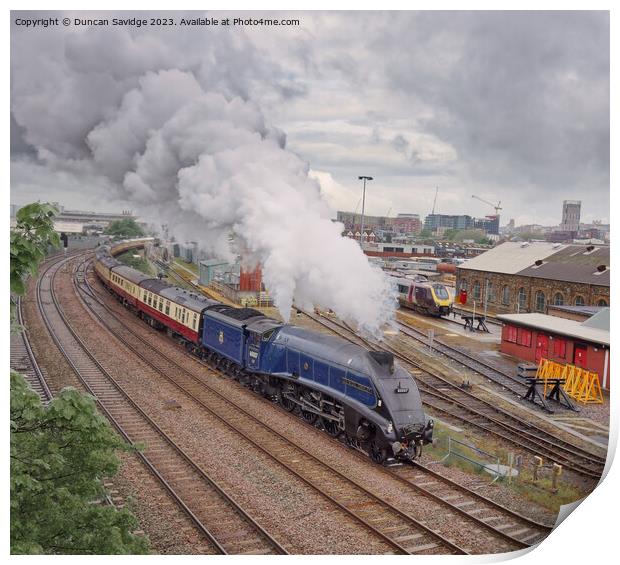 A4 steam train leaving Bristol Temple Meads Print by Duncan Savidge