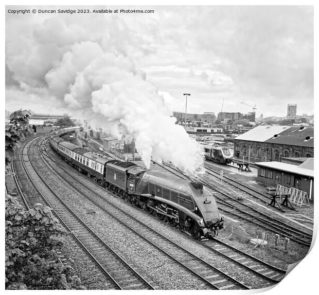 A4 steam train leaving Bristol Temple Meads Print by Duncan Savidge