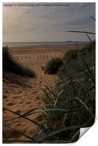 Golden hour at Berrow Beach in Somerset  Print by Duncan Savidge