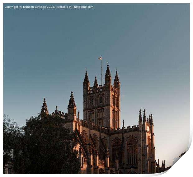 Bath Abbey low key golden hour Print by Duncan Savidge