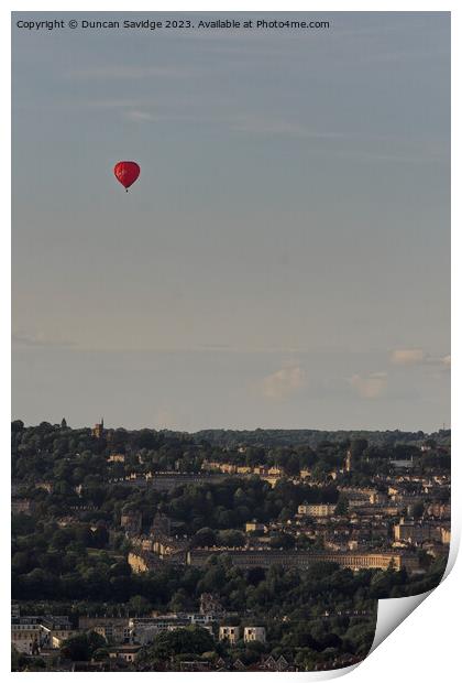 Virgin hot air balloon over Bath Print by Duncan Savidge
