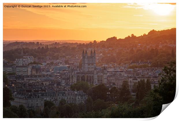 Bath Abbey at sunset Print by Duncan Savidge