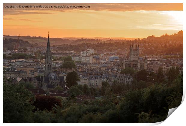 The spires of Bath at Sunset  Print by Duncan Savidge