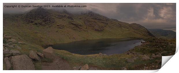 Moody panoramic of Low Water, Coniston Print by Duncan Savidge