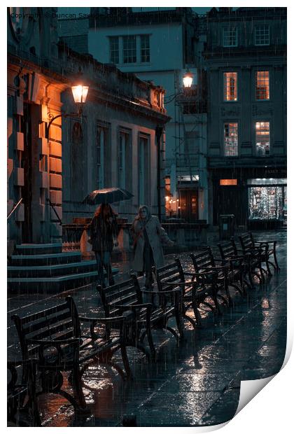 Bath in the rain Print by Duncan Savidge