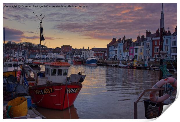 Sunset over Weymouth Harbour Print by Duncan Savidge