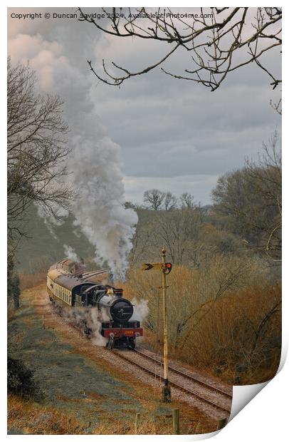 Steam Train on the East Somerset Railway Print by Duncan Savidge