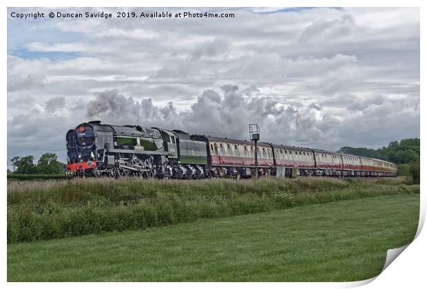 Steam Train Braunton powering through Somerset Print by Duncan Savidge