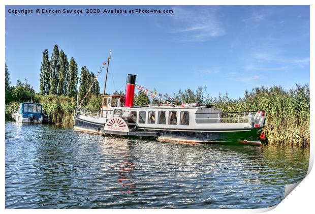 Monarch paddle steamer in Wareham Print by Duncan Savidge