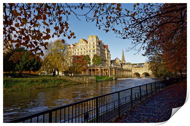 Autumn down at Pulteney Weir Print by Duncan Savidge