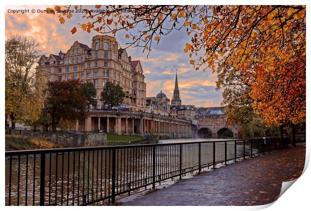 Bath Pulteney Weir Autumn Sunset Print by Duncan Savidge