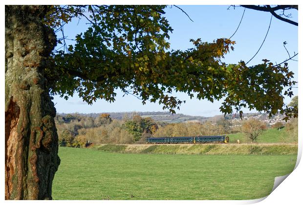 Sprinter train against the Autumn tree Print by Duncan Savidge