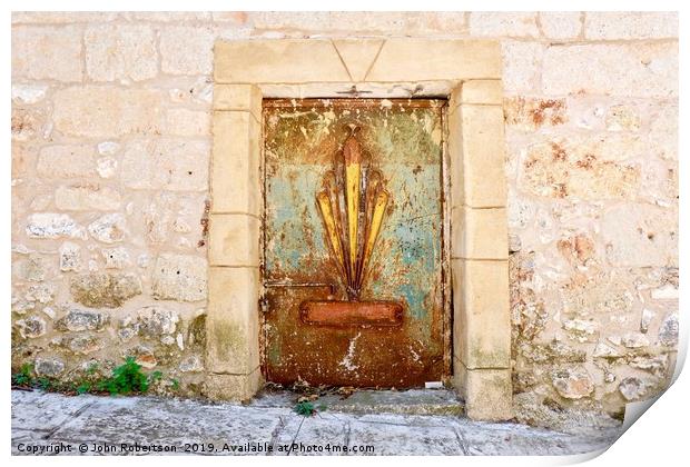 Door, Neohori, Greece Print by John Robertson