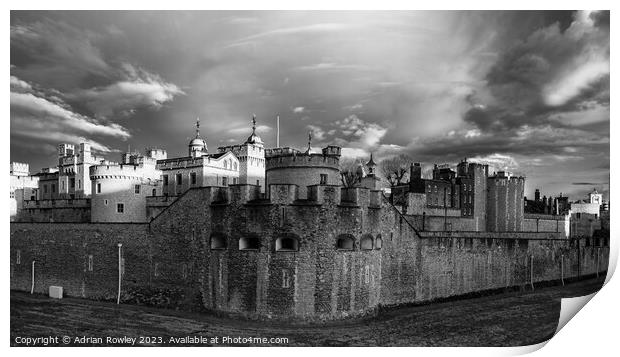 The Tower of London monochrome after the storm Print by Adrian Rowley