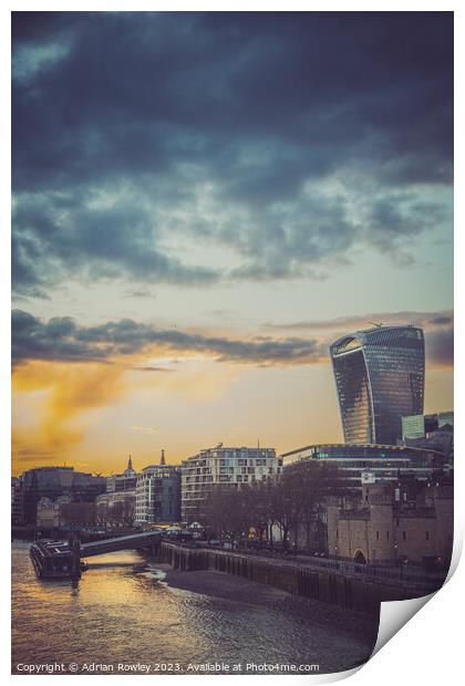 The Walkie Talkie at sunset Print by Adrian Rowley