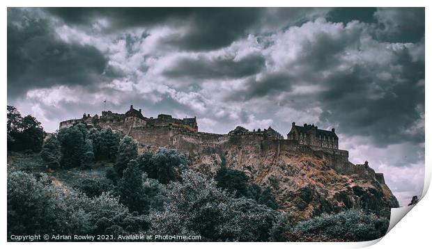 A moody scene at Edinburgh Castle Print by Adrian Rowley