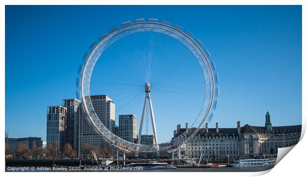 The London Eye in motion Print by Adrian Rowley