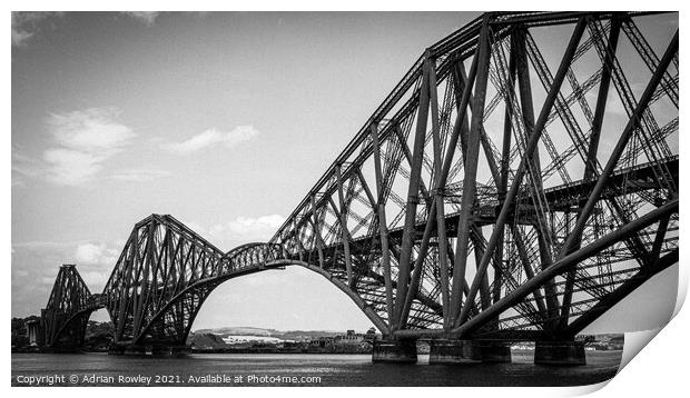 The Forth Bridge Monochrome Print by Adrian Rowley