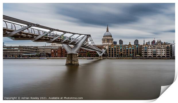 St. Paul's and the Millennium Bridge Print by Adrian Rowley