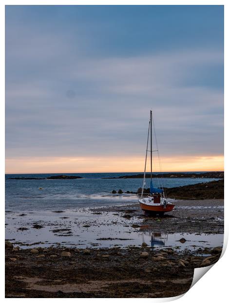 Boat at sunset, Anglesey Print by Alex Skinner