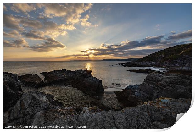 Sunset over Looe from Sharrow point Cornwall Print by Jim Peters