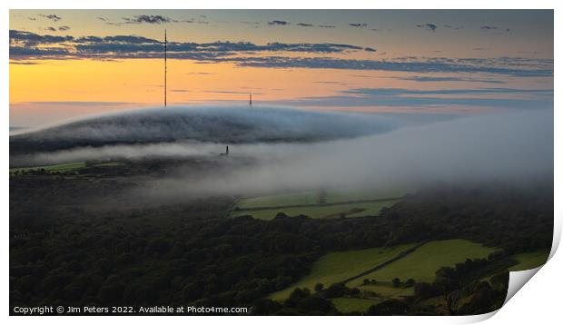 Mist on Bodmin Moor at Caradon Hill from Sharp Tor Print by Jim Peters