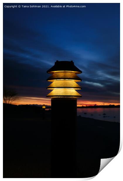 Lamplight in the Morning by Seaside Walkway Print by Taina Sohlman