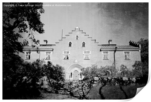 Suitia Manor Castle Seen From Garden Monochrome Print by Taina Sohlman