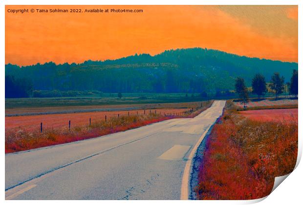 Rural Road at Summer Dawn Print by Taina Sohlman