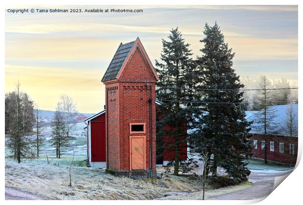 Old Transformer Building in Winter Print by Taina Sohlman
