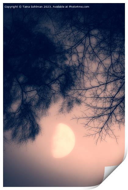 Misty February Moon in the Pink Sky Vertical Print by Taina Sohlman