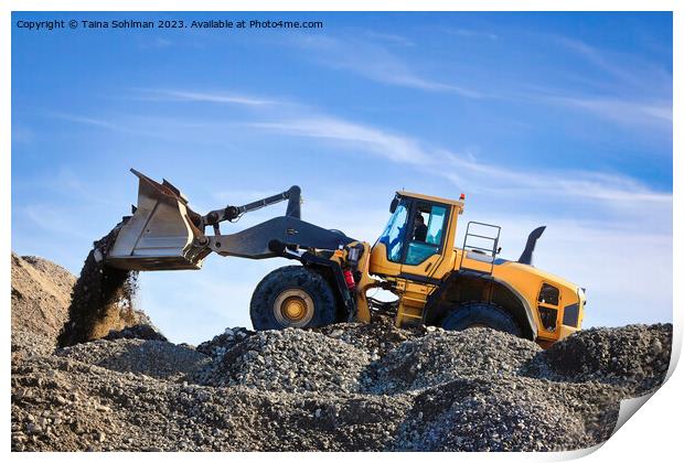 Wheel Loader Working at Construction Site Print by Taina Sohlman