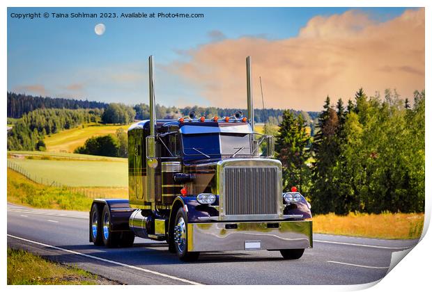 Beautiful Classic American Truck on Highway  Print by Taina Sohlman