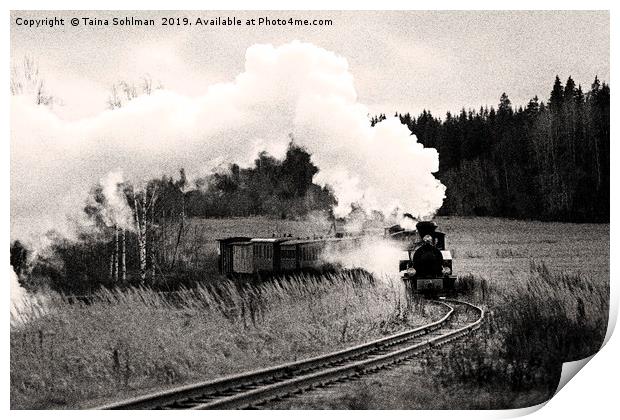 Classic Steam Train on Jokionen Museum Railway Print by Taina Sohlman