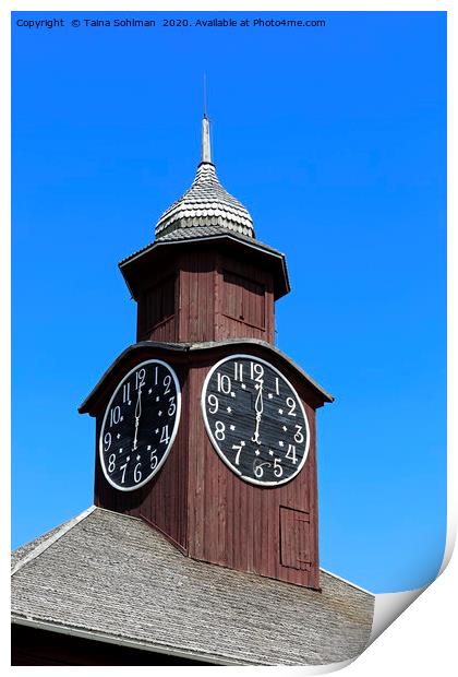 Grain Storehouse, Steeple with Clock, Jokioinen Ma Print by Taina Sohlman