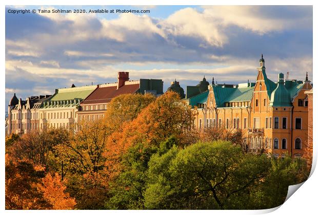 Old City Buildings in Autumn Print by Taina Sohlman