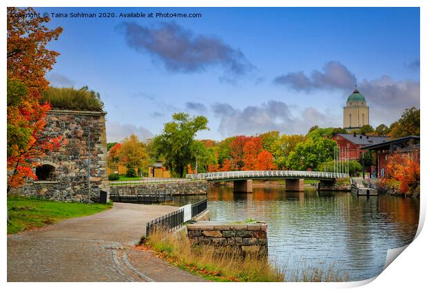 Walking in Autumnal Suomenlinna, Finland Print by Taina Sohlman