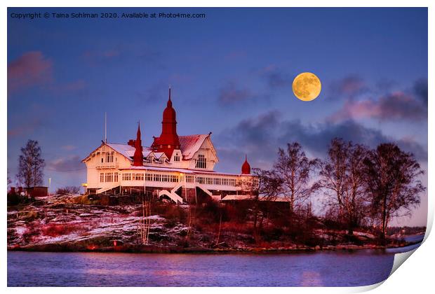 Luoto, Klippan in Helsinki, Finland in Moonlight Print by Taina Sohlman