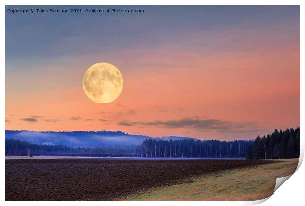 Full Moon on Winter Evening Sky Print by Taina Sohlman