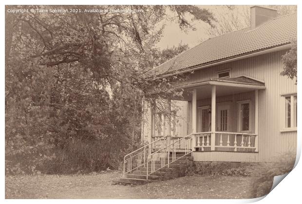 Pretty Wooden House with Porch, Old Photo Style Print by Taina Sohlman