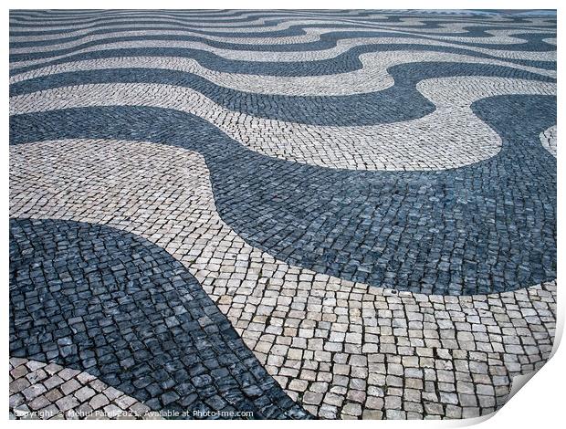 Mosaic outdoor pavement flooring in the area of Belem - Lisbon,  Print by Mehul Patel