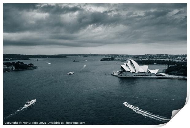 Sydney Harbour with iconic Sydney Opera House in view, Sydney, New South Wales, Australia Print by Mehul Patel