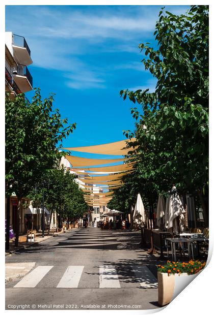Canopied and tree-lined street in the old town of Mahon, Spain - Print by Mehul Patel