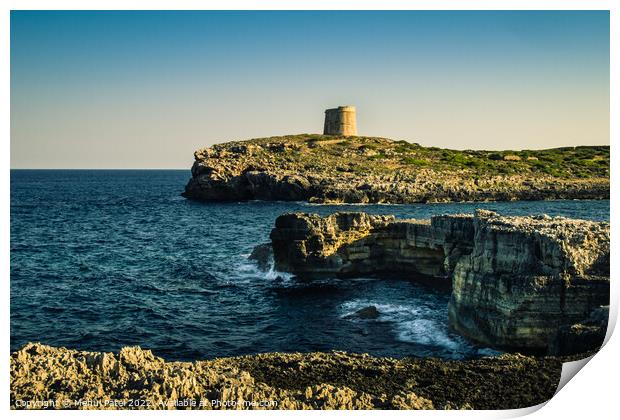 Towers on the coast of Cala Alcaufar on island of Menorca, Balearics, Spain - Europe Print by Mehul Patel