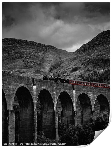 Glenfinnan Viaduct with steam train crossing Print by Mehul Patel