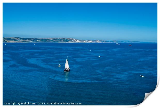 Tall ship cruising in the blue waters of Weymouth  Print by Mehul Patel