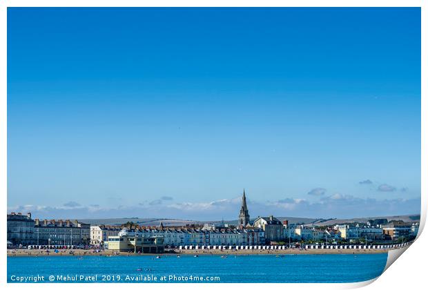 Weymouth beach and the Esplanade of Weymouth town, Print by Mehul Patel