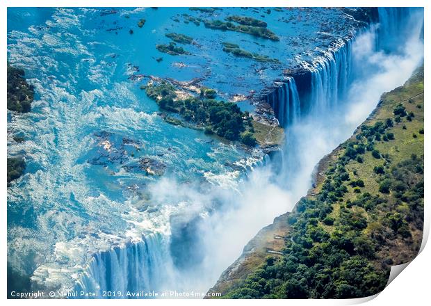 Aerial shot looking over Victoria Falls, Africa Print by Mehul Patel