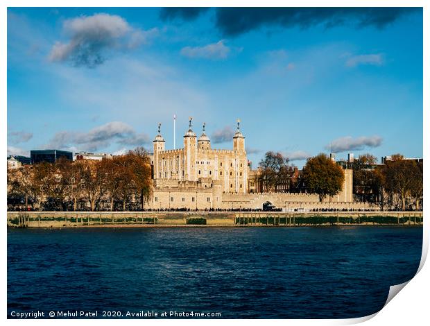 The Tower of London situated along the embankment  Print by Mehul Patel