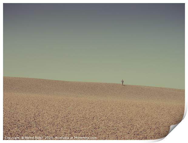 Person walking up Chesil beach, Dorset, England, U Print by Mehul Patel
